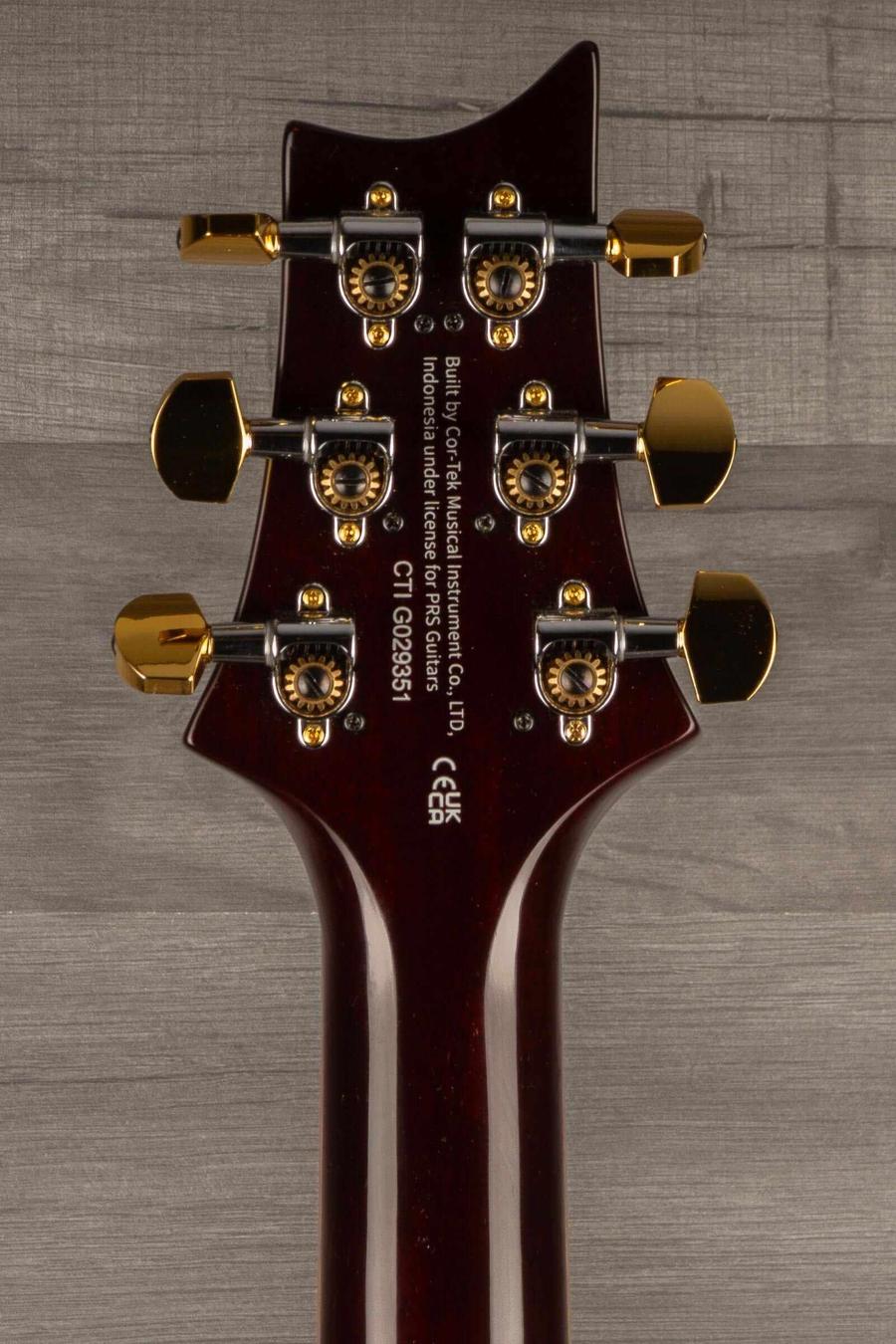 USED - PRS SE DGT Gold Top Electric Guitar headstock with gold locking machine heads
