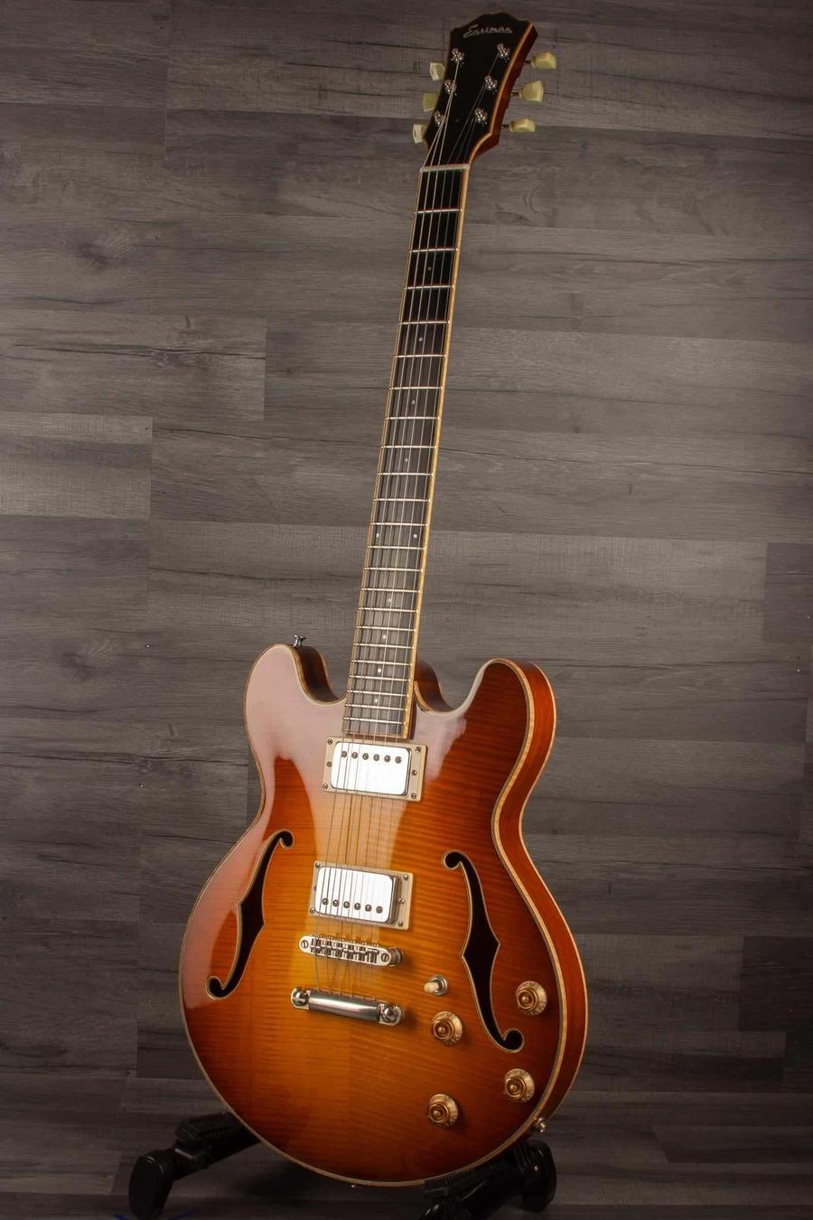 USED - Eastman T184MX - GoldBurst electric guitar with semi-hollow body and original hard case