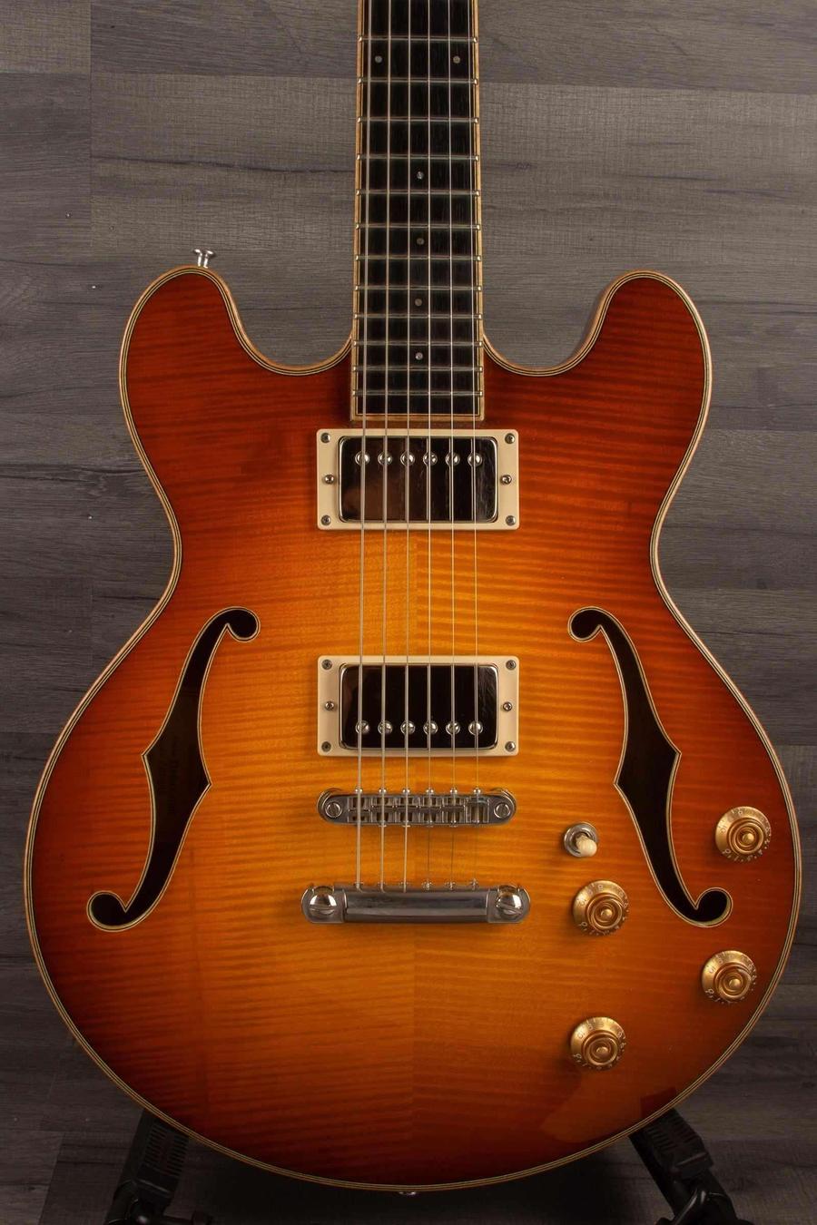 USED - Eastman T184MX - GoldBurst semi-hollow guitar in lovely condition with hard case and certificate.