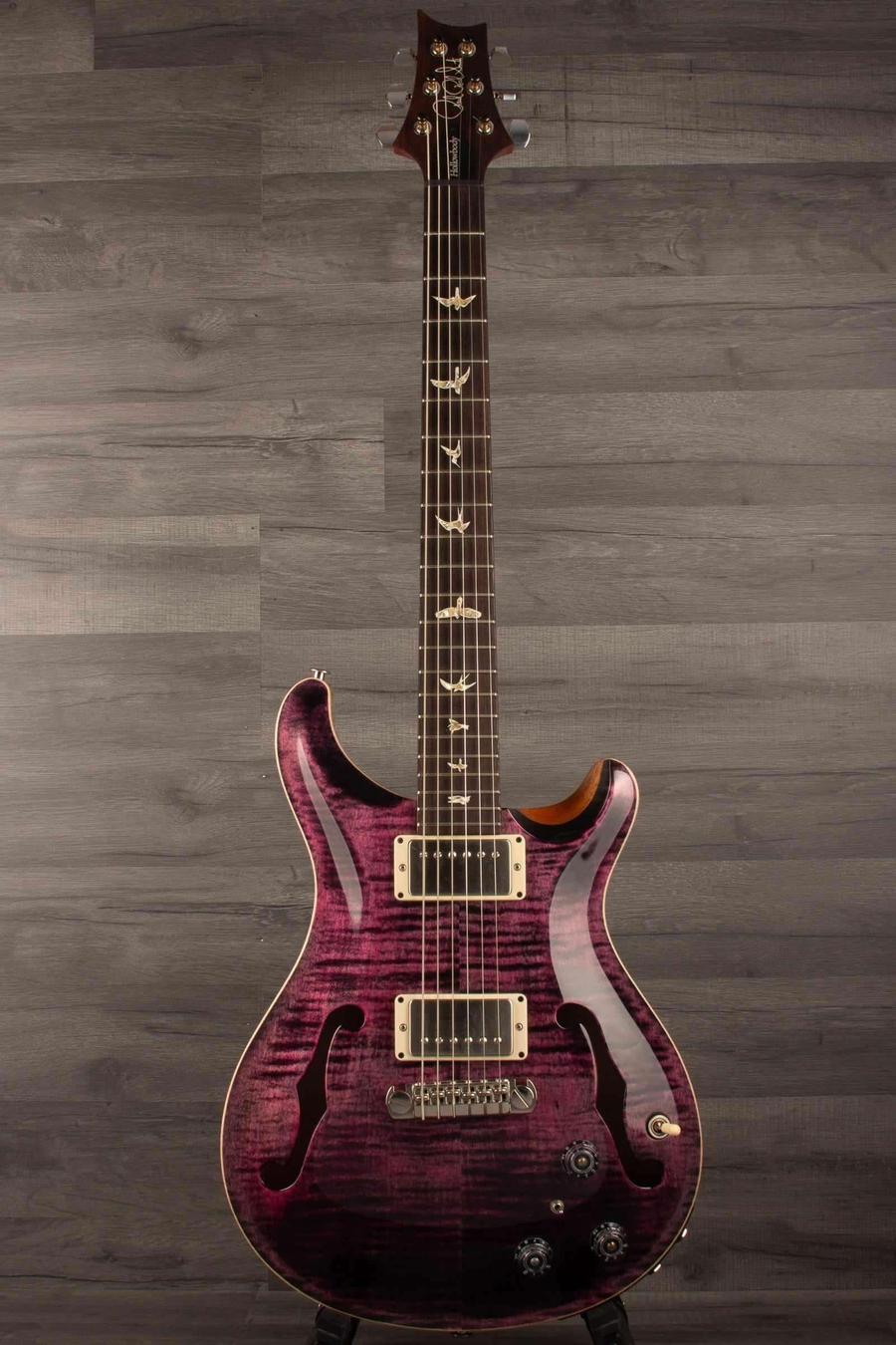 USED - PRS Hollowbody II Piezo Purple Iris guitar with maple top and mahogany neck on display.