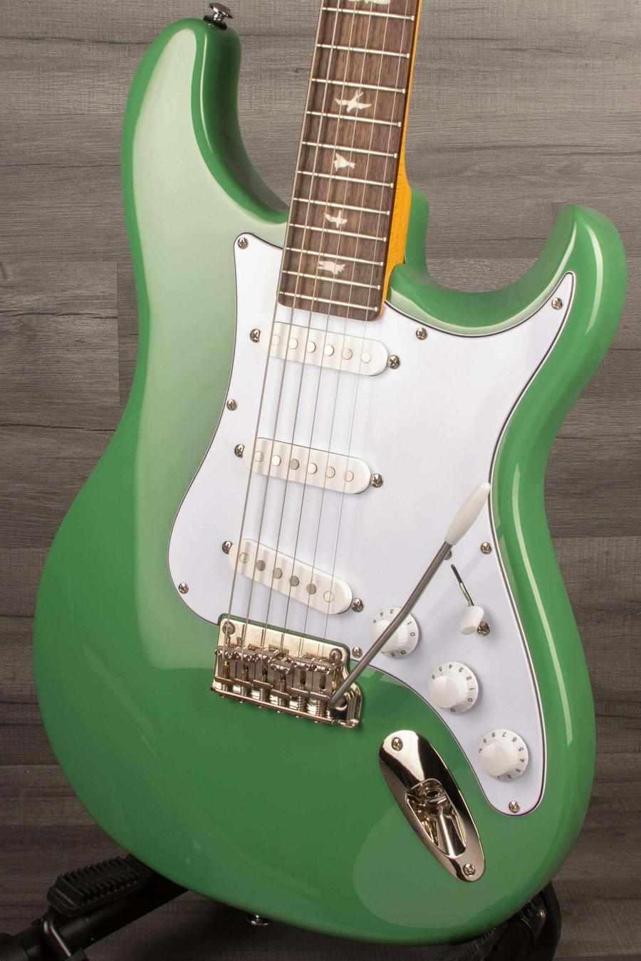 USED - PRS SE Silver Sky - Ever Green electric guitar in excellent condition, featuring a poplar body and maple neck.