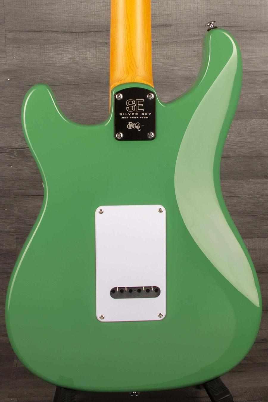 USED - PRS SE Silver Sky - Ever Green guitar back view with poplar body and maple neck.