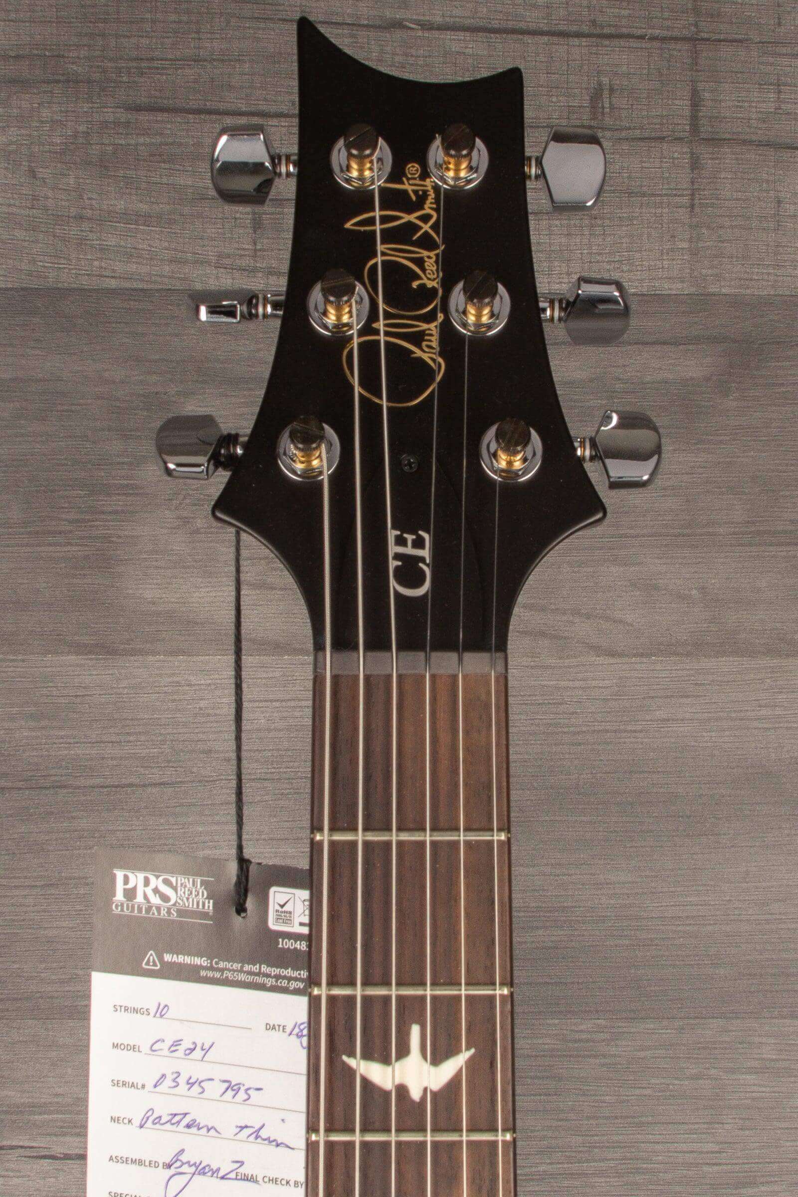 PRS CE24 Faded Grey Black Smokeburst Blackout Neck s#0345795