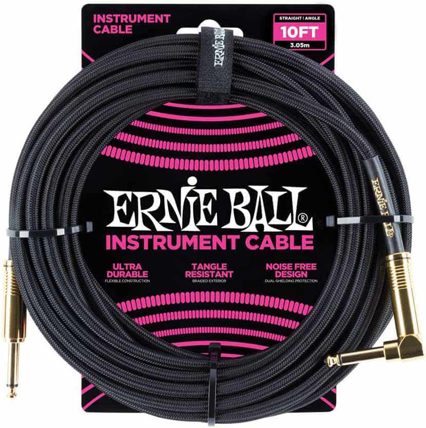 Ernie Ball Angled Guitar Cable Black - 10 Ft - MusicStreet