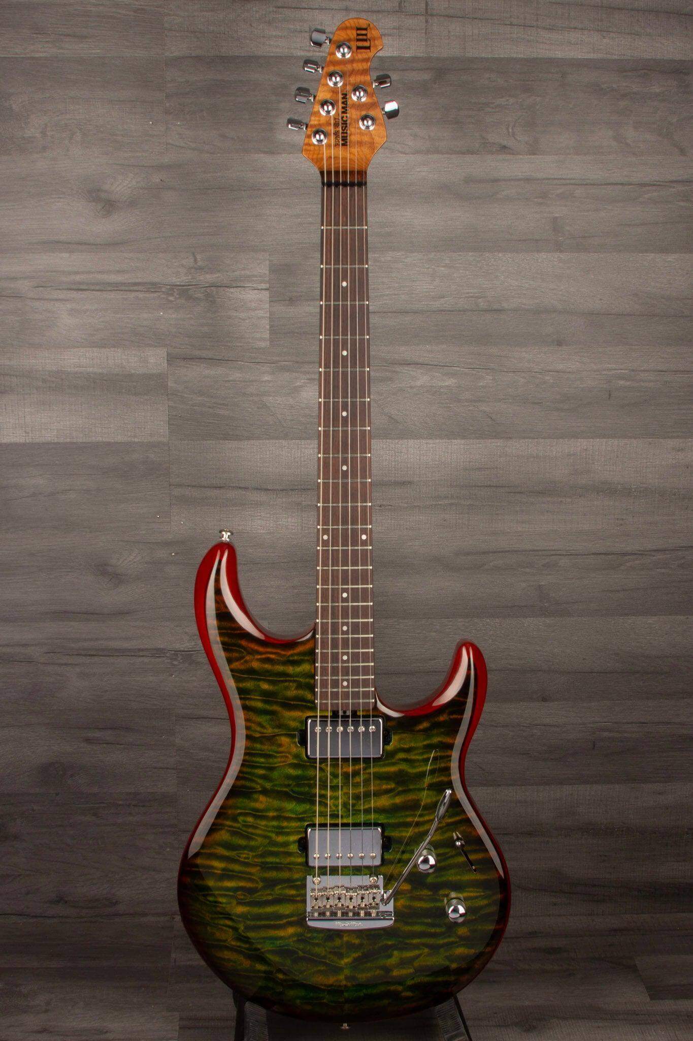 USED - Music Man Luke III Steve Lukather Signature HH - Luscious Green Quilt - MusicStreet