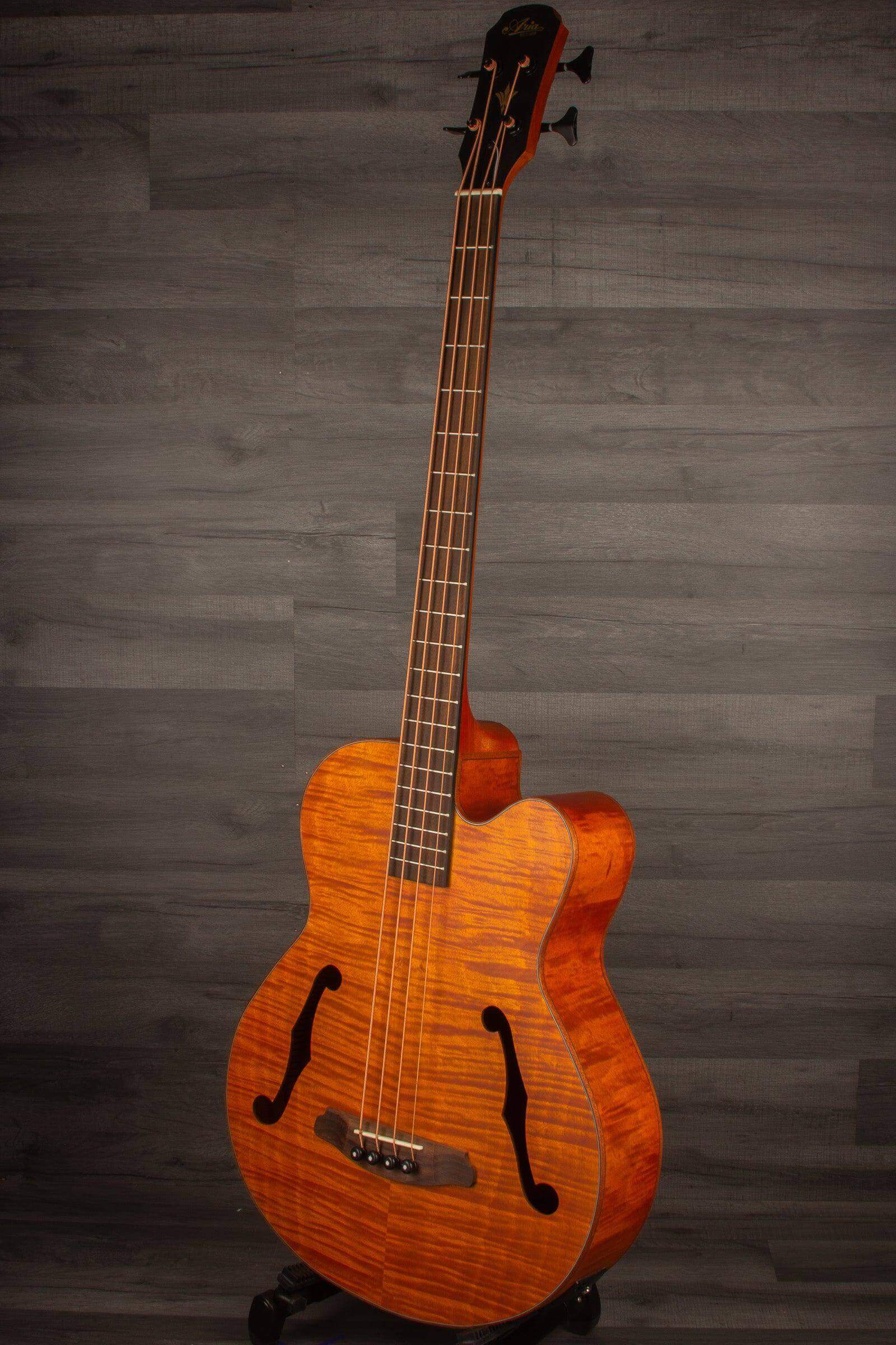 Aria FEB F2M Stained Brown Medium Scale Acoustic - Bass Guitar