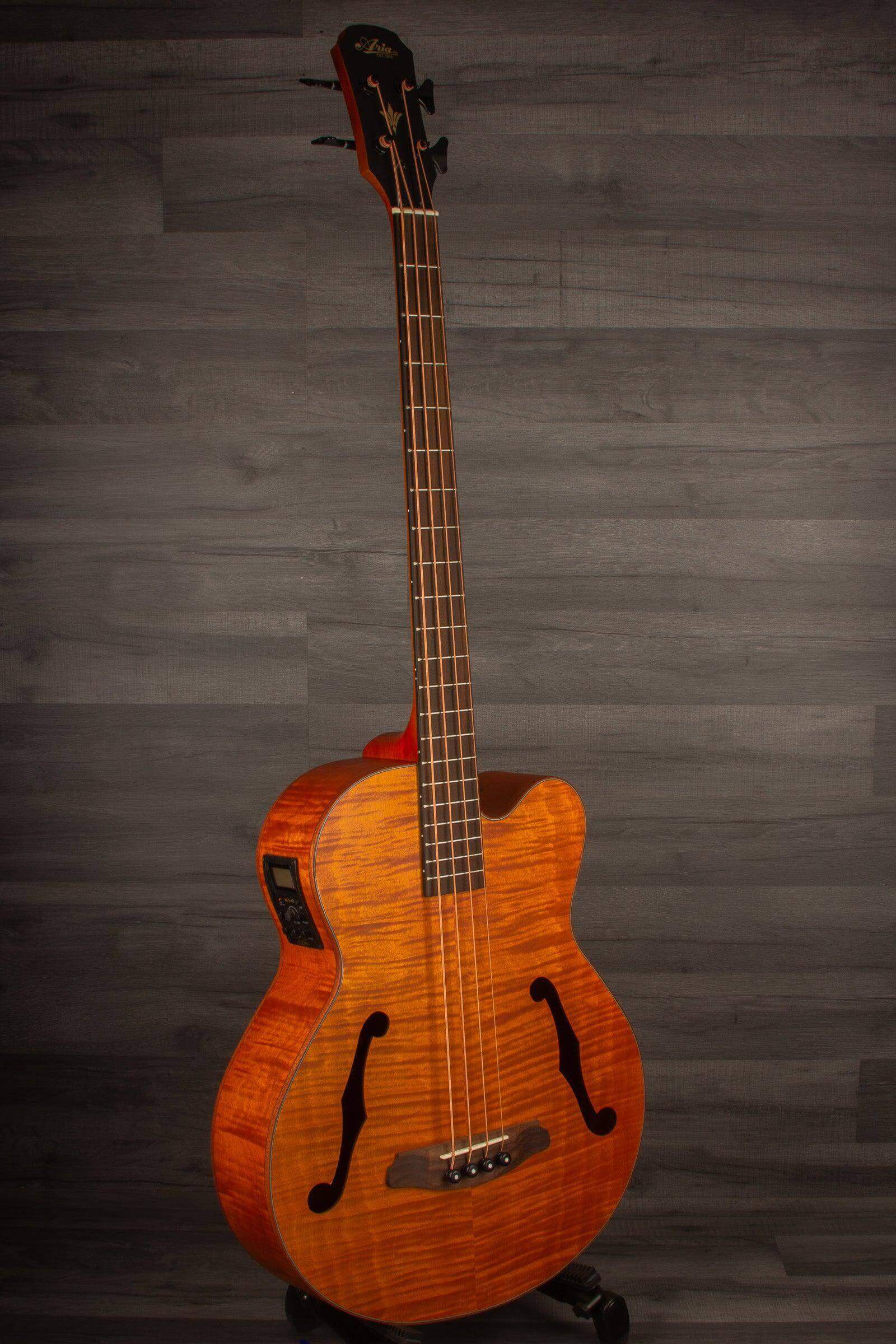 Aria FEB F2M Stained Brown Medium Scale Acoustic - Bass Guitar
