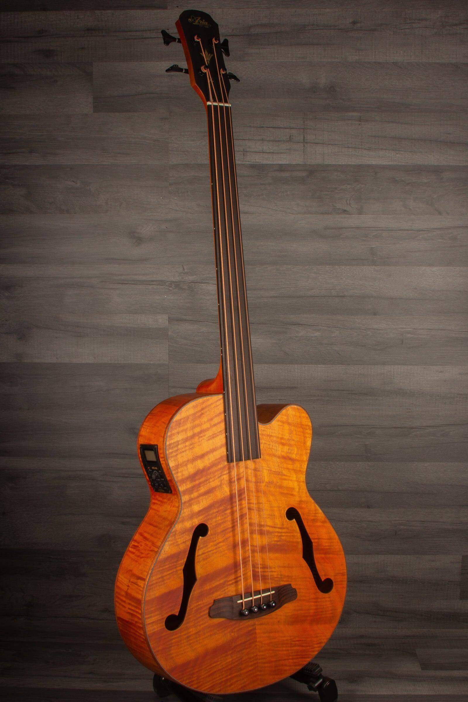 Aria FEB F2M/FL Medium scale Fretless Acoustic Bass Natural - MusicStreet