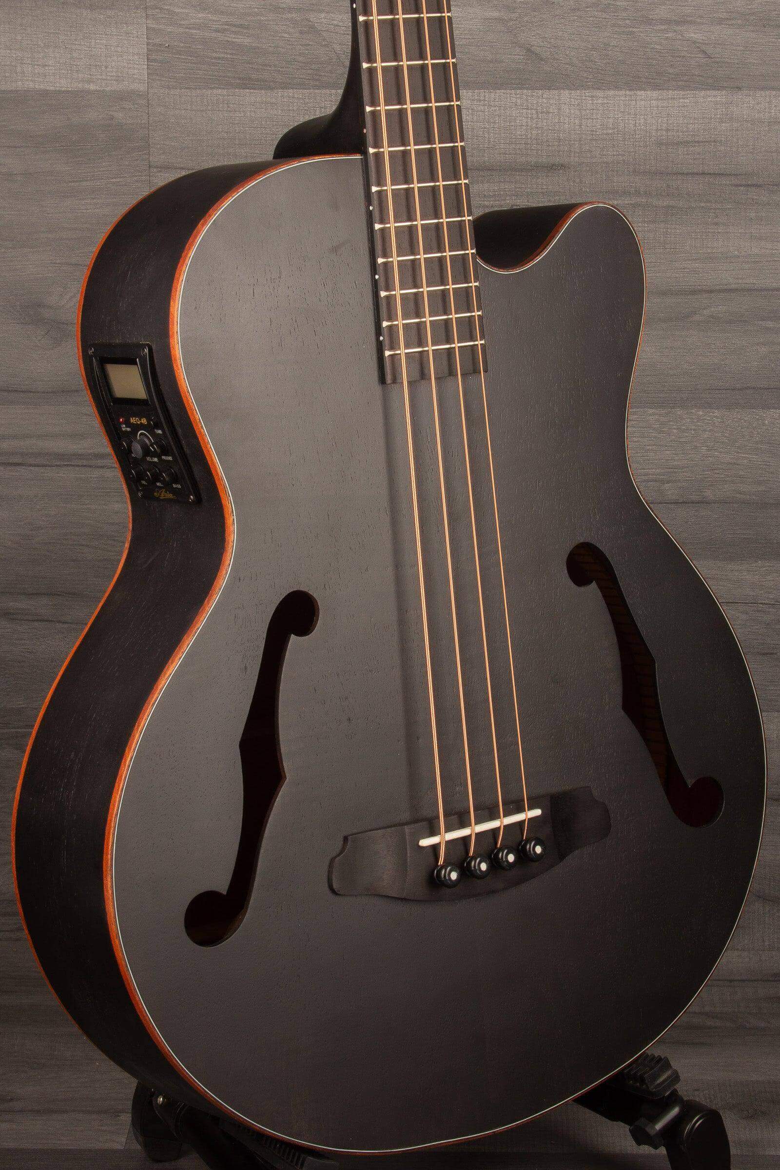 Aria FEB F2M Satin Black Medium Scale Acoustic - Bass Guitar