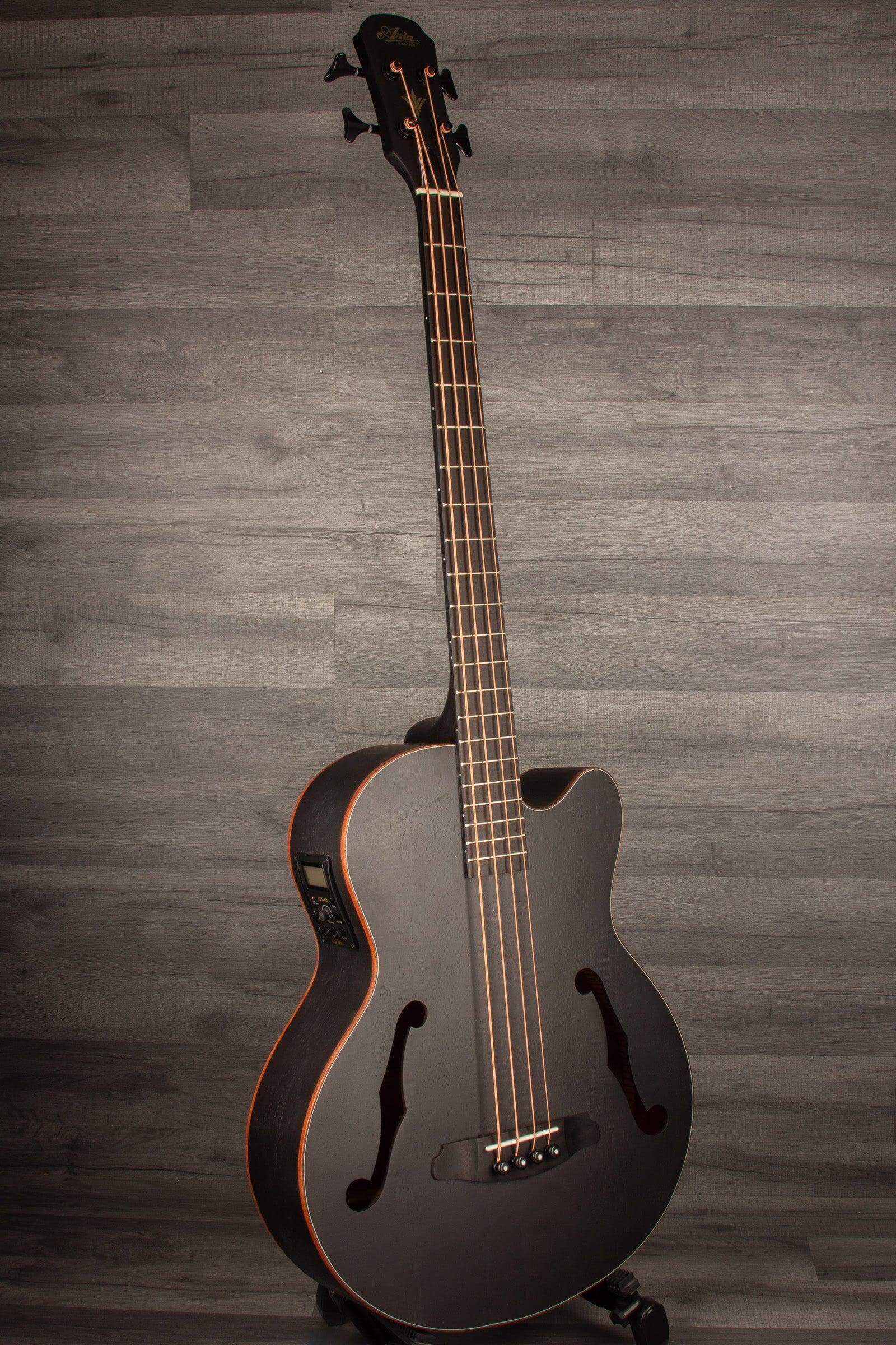 Aria FEB F2M Satin Black Medium Scale Acoustic - Bass Guitar