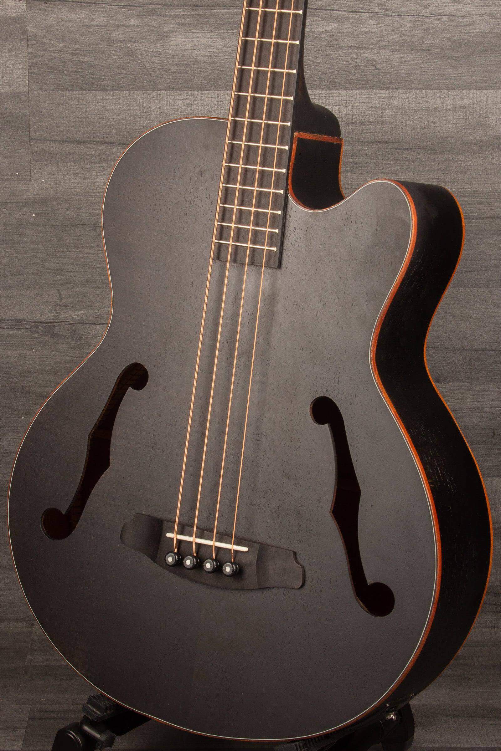Aria FEB F2M Satin Black Medium Scale Acoustic - Bass Guitar