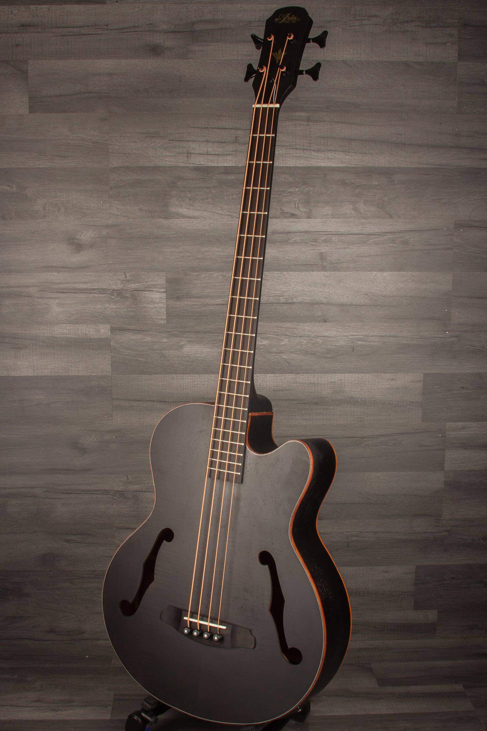 Aria FEB F2M Satin Black Medium Scale Acoustic - Bass Guitar