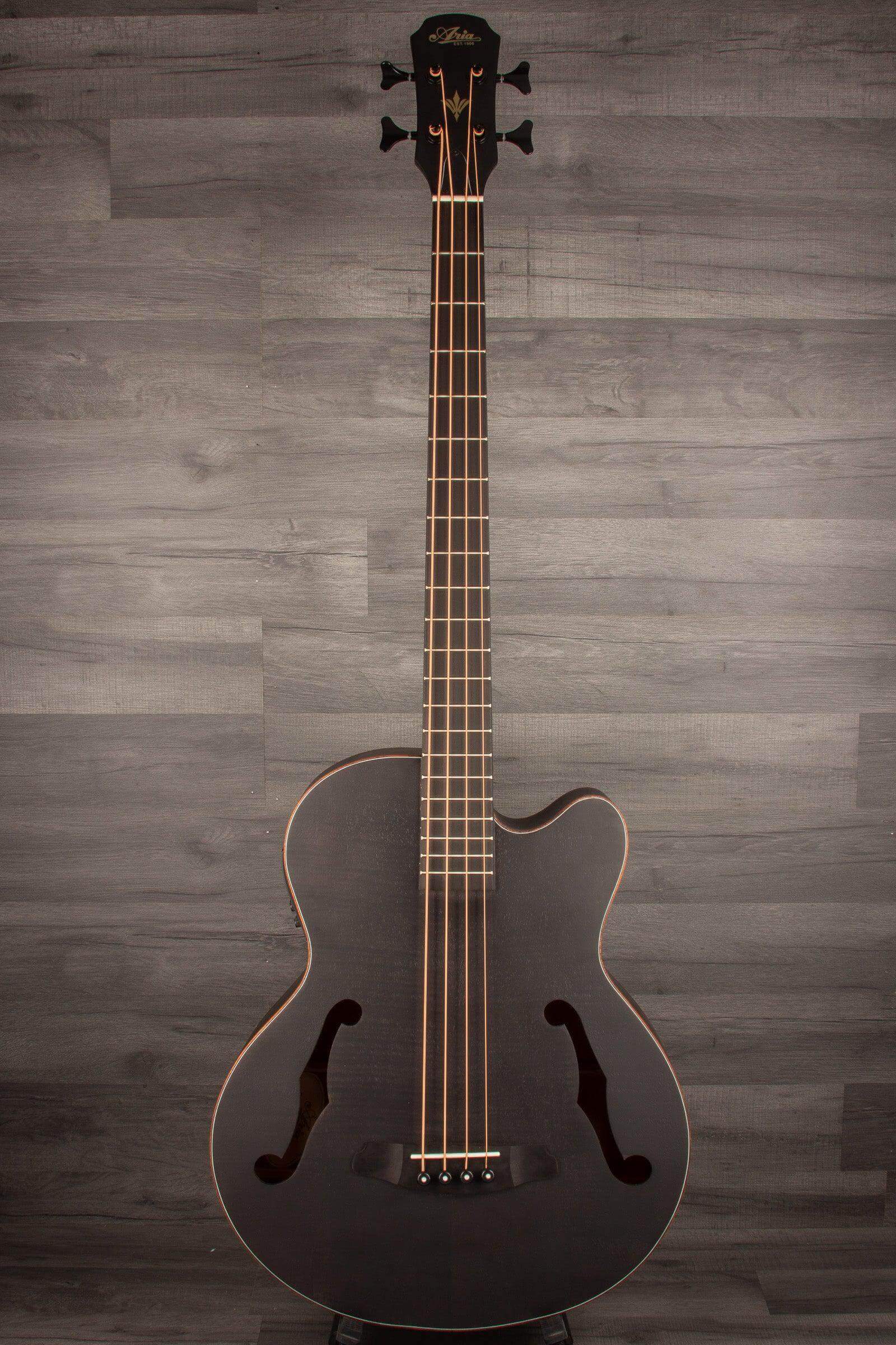Aria FEB F2M Satin Black Medium Scale Acoustic - Bass Guitar