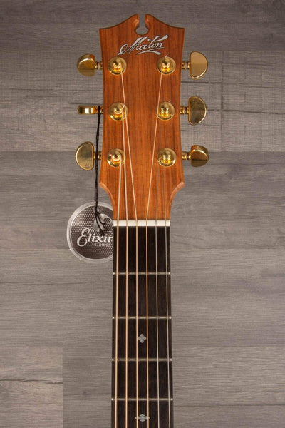 USED - Maton EBG808ART Artist - Acoustic Guitar headstock with tuning pegs and strings detail.