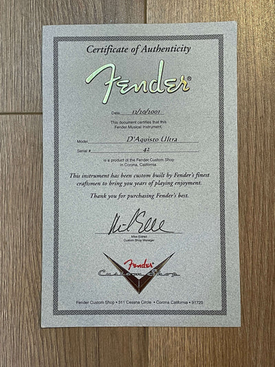 USED - Fender USA Custom Shop D'Aquisto Ultra by Stephen Stern 2001 Natural