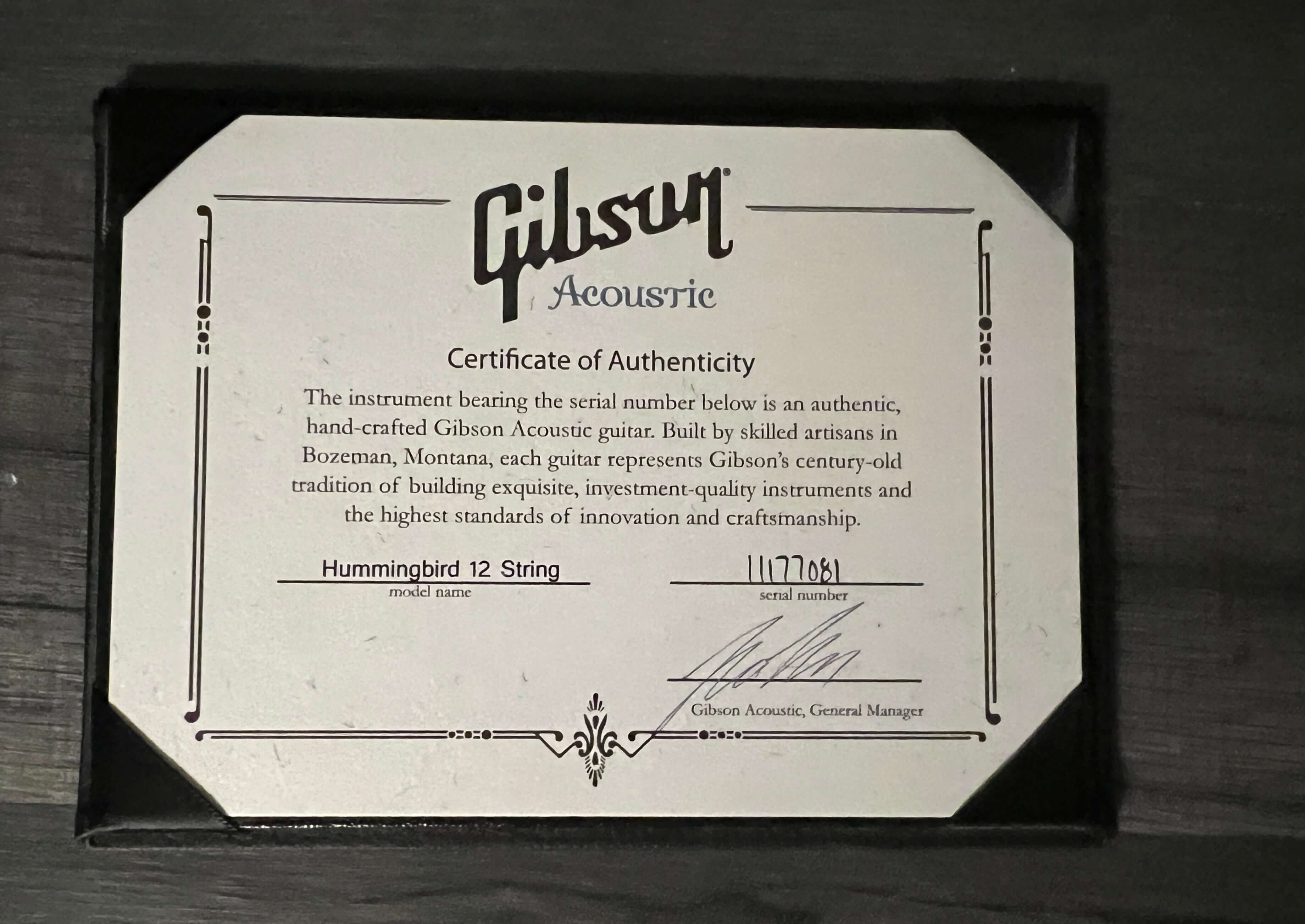 USED - Gibson Custom Shop Hummingbird 12 string Ltd edition
