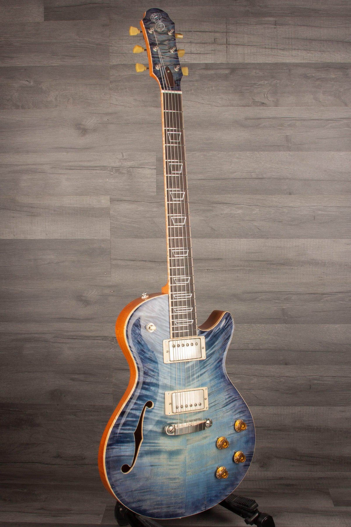 Patrick James Eggle Macon Carved Top - Semi Blue Burst s#30978