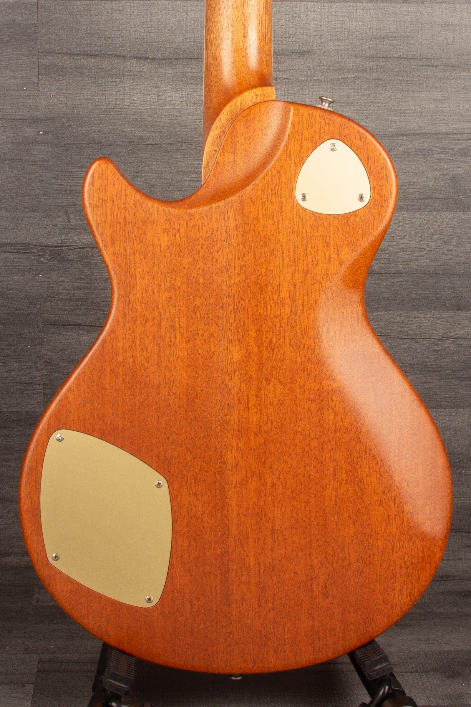 Patrick James Eggle Macon Carved Top Semi Electric Guitar - Blue Burst, Falling Leaves s#30846