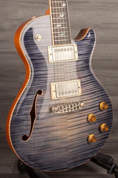 Patrick James Eggle Macon Carved Top Semi Electric Guitar - Blue Burst, Falling Leaves s#30846