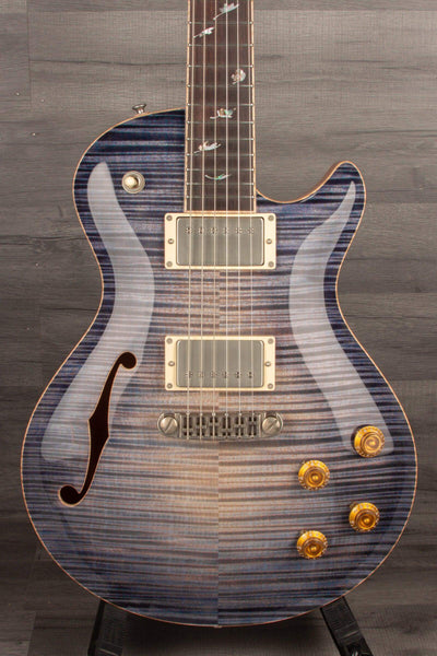 Patrick James Eggle Macon Carved Top Semi Electric Guitar - Blue Burst, Falling Leaves s#30846