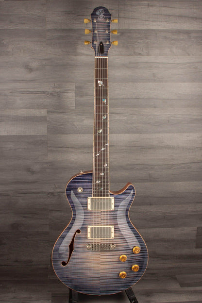 Patrick James Eggle Macon Carved Top Semi Electric Guitar - Blue Burst, Falling Leaves s#30846