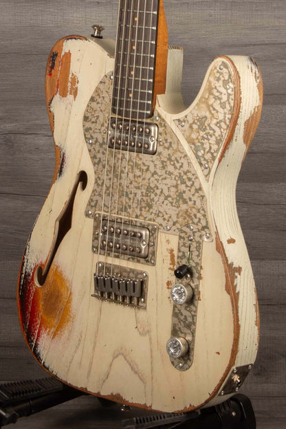 Paoletti Lounge Series Nancy Electric Guitar, Heavy Relic White over Sunburst s#202823