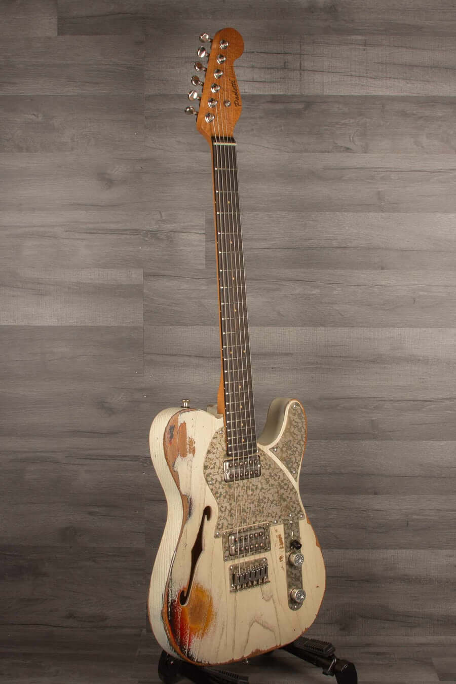 Paoletti Lounge Series Nancy Electric Guitar, Heavy Relic White over Sunburst s#202823