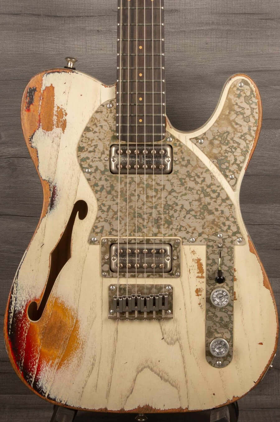 Paoletti Lounge Series Nancy Electric Guitar, Heavy Relic White over Sunburst s#202823