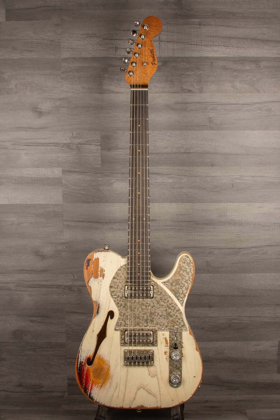 Paoletti Lounge Series Nancy Electric Guitar, Heavy Relic White over Sunburst s#202823