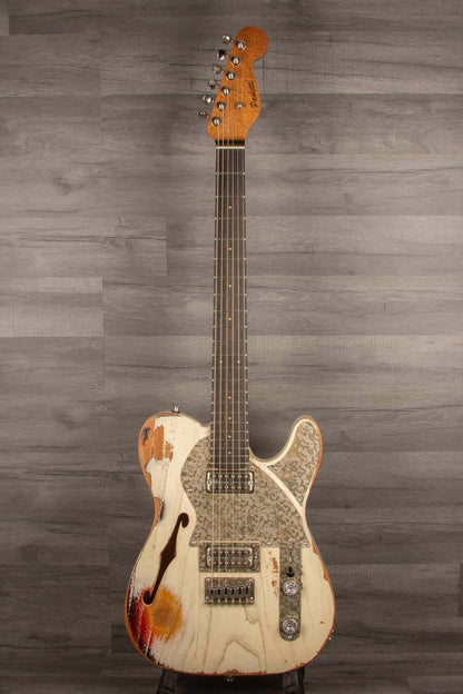 Paoletti Lounge Series Nancy Electric Guitar, Heavy Relic White over Sunburst s#202823