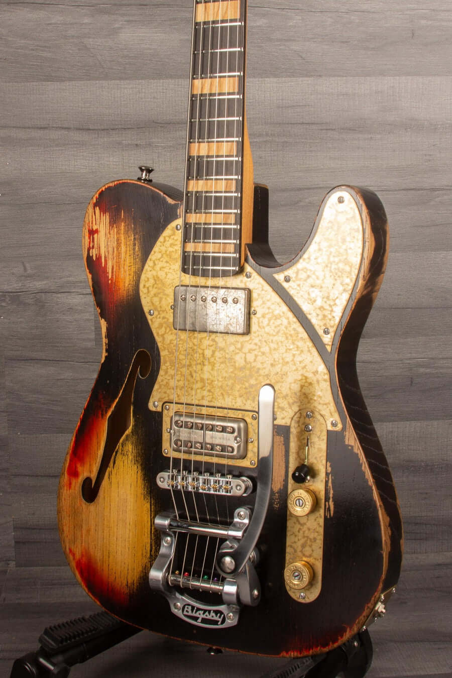 Paoletti Lounge Series Nancy Electric Guitar, Heavy Relic Black over Sunburst s#196522