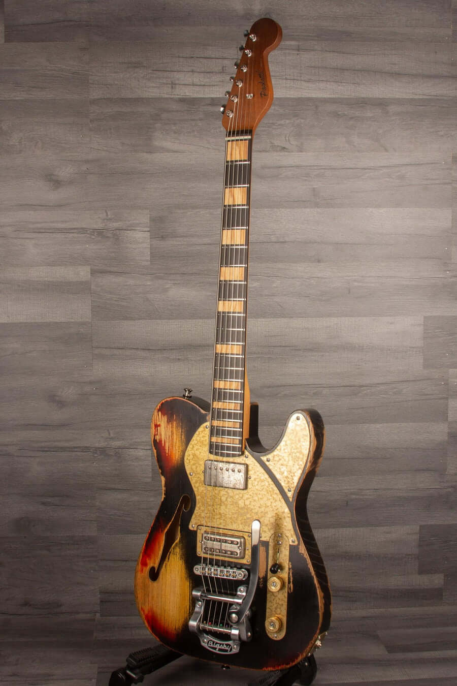 Paoletti Lounge Series Nancy Electric Guitar, Heavy Relic Black over Sunburst s#196522