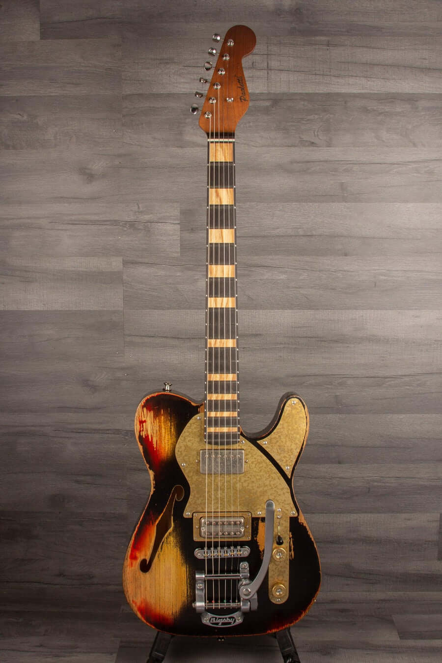 Paoletti Lounge Series Nancy Electric Guitar, Heavy Relic Black over Sunburst s#196522