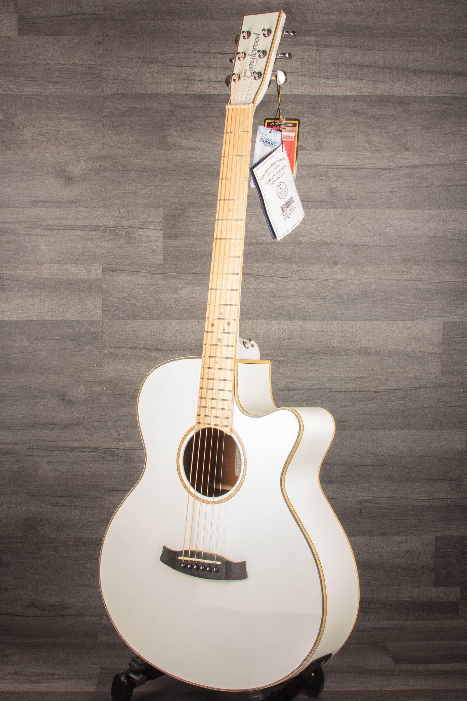 Tanglewood TW4 BLW Super Folk Electro-Acoustic, Whitsunday White Gloss