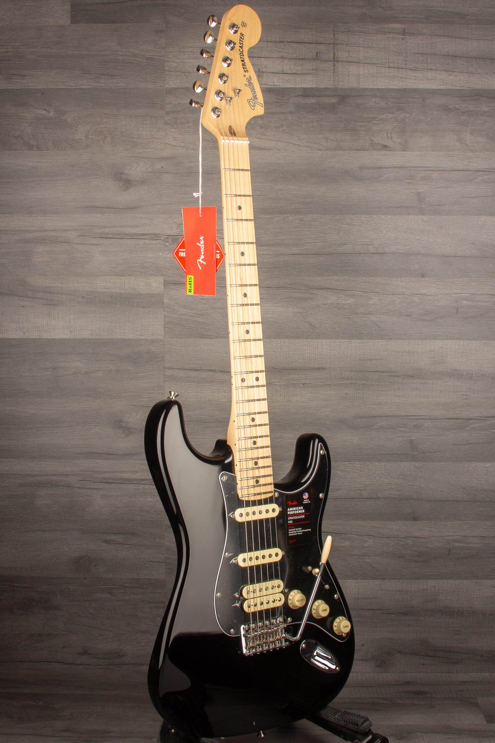 Fender American Performer HSS Stratocaster Electric Guitar - Black, Maple Neck