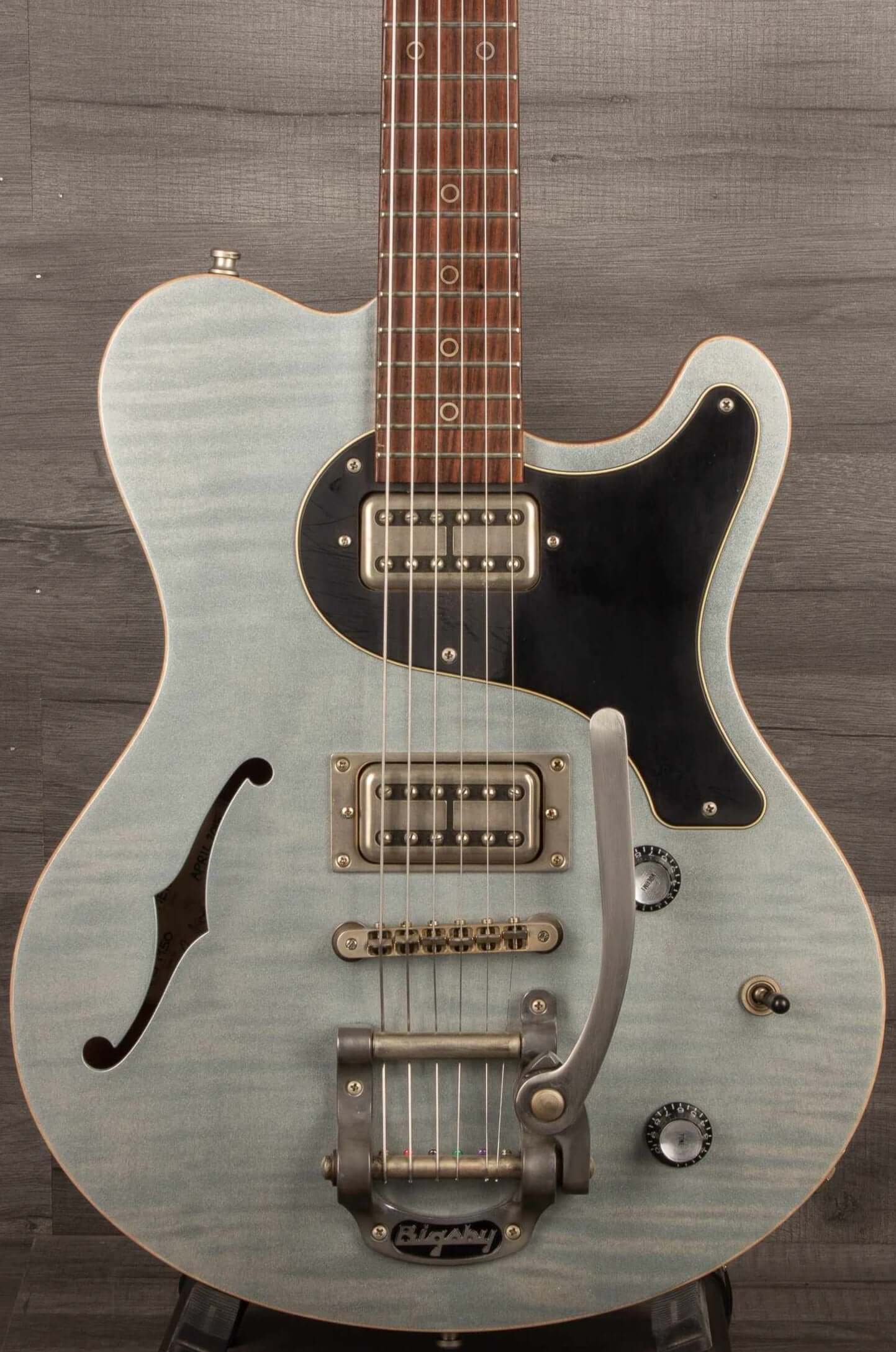 USED - Nik Huber Surfmeister Custom with Bigsby, Worn Iced Blue - MusicStreet