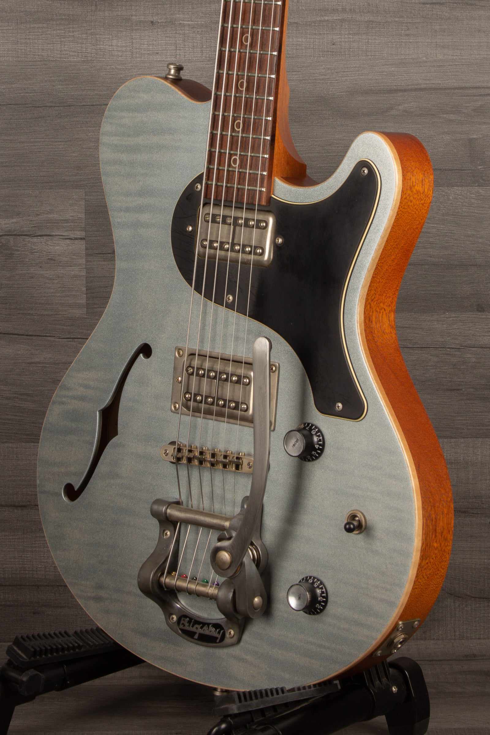 USED - Nik Huber Surfmeister Custom with Bigsby, Worn Iced Blue
