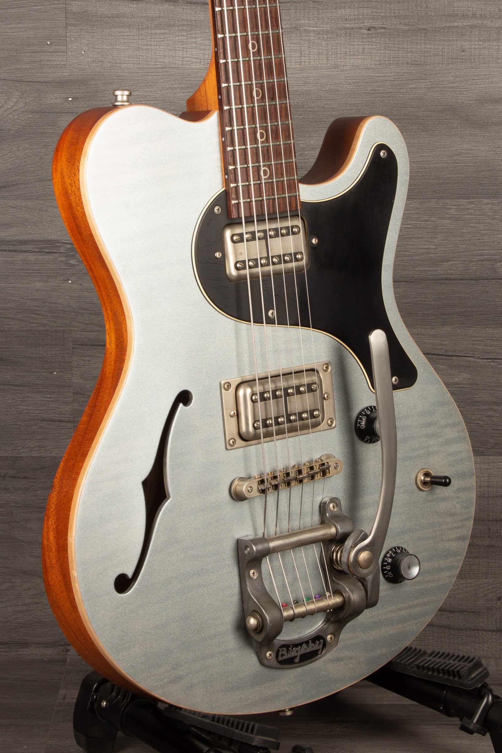 USED - Nik Huber Surfmeister Custom with Bigsby, Worn Iced Blue