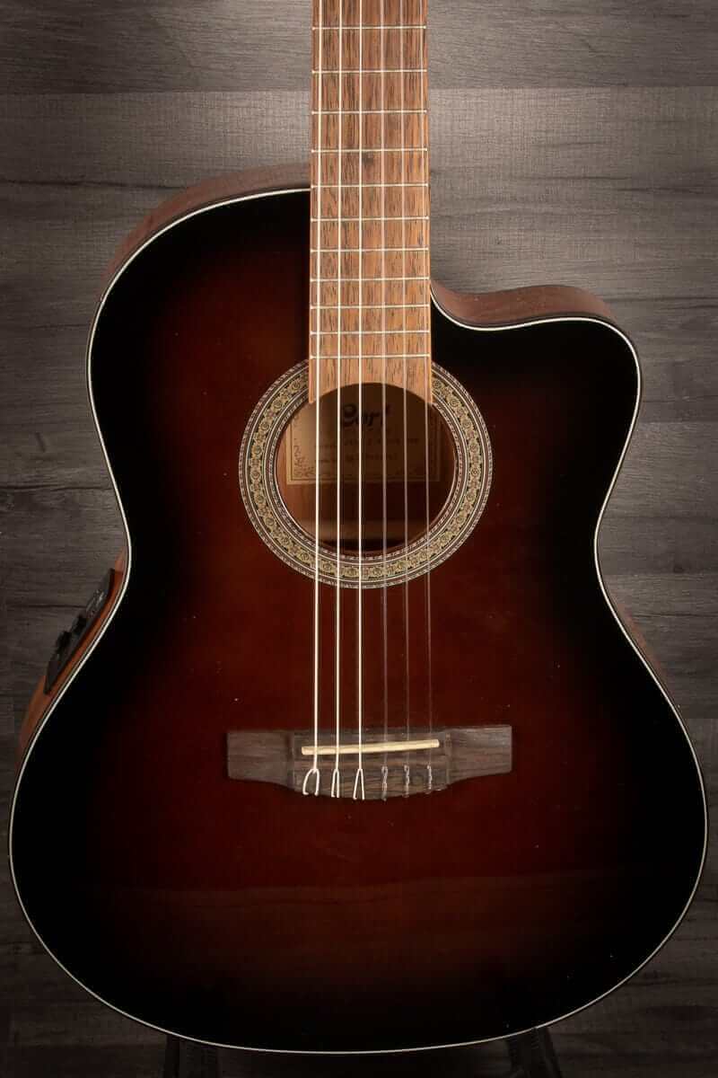 Cort Jade E Nylon - Dark Brown Burst, Electro Nylon Guitar - Acoustic Guitar