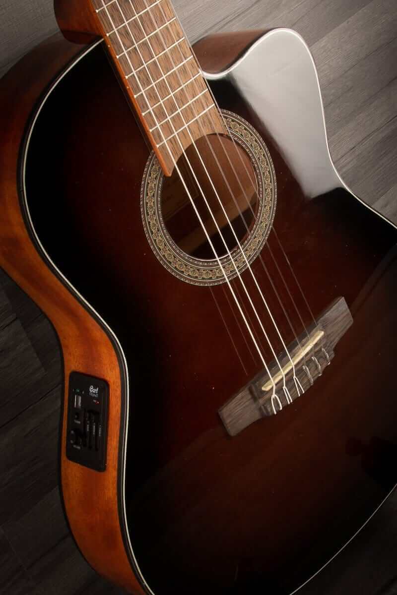 Cort Jade E Nylon - Dark Brown Burst, Electro Nylon Guitar - Acoustic Guitar