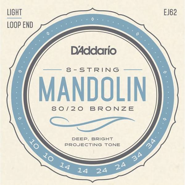 D'addario Mandolin Strings D Addario EJ62 80/20 Bronze Mandolin Strings, Light, 10-34