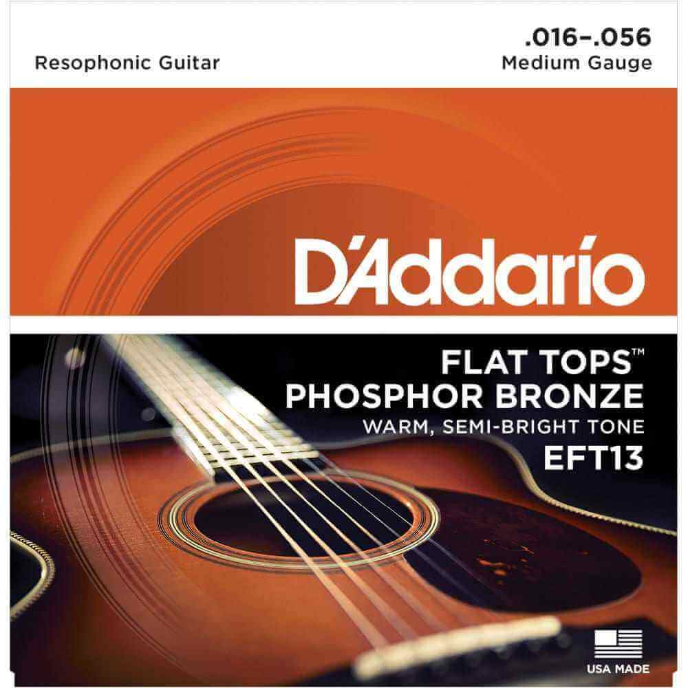 D'Addario EFT13 Flat Tops 16-56 Resophonic Acoustic Guitar Strings