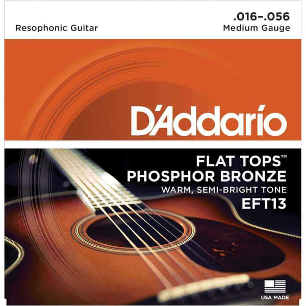 D'addario Strings D'Addario EFT13 Flat Tops 16-56 Resophonic Acoustic Guitar Strings