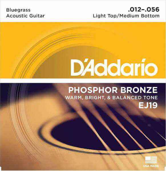 D'Addario EJ19 Phosphor Bronze Acoustic Guitar Strings 12-56 Bluegrass