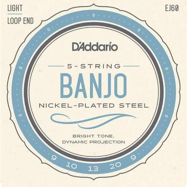D'addario Strings D'Addario EJ60 5-String Banjo Strings, Nickel, Light, 9-20