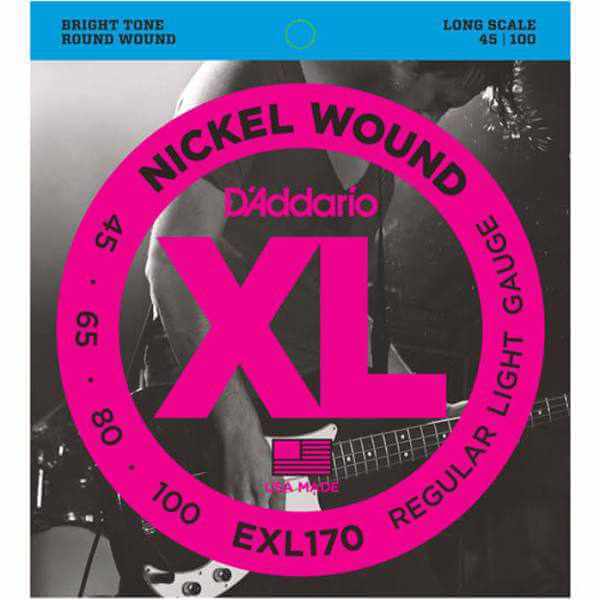 D'addario Strings D'Addario EXL170 Nickel Wound Bass Guitar Strings, Light, 45-100