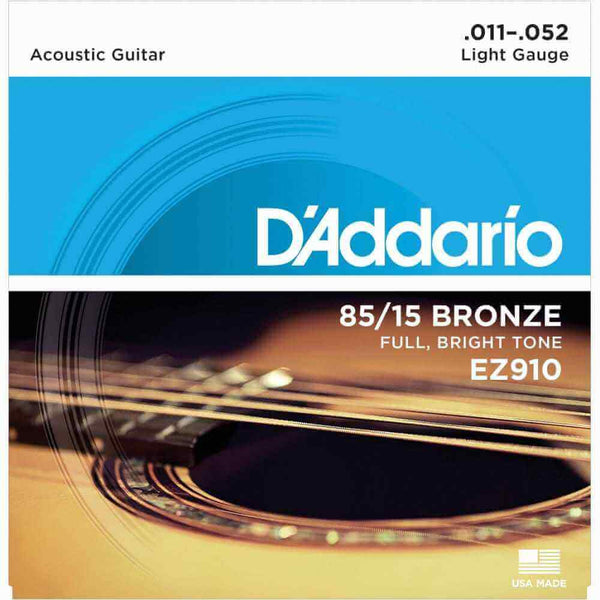 D'addario Strings D'Addario EZ910 85/15 Bronze Acoustic Guitar Strings, 11-52 Light
