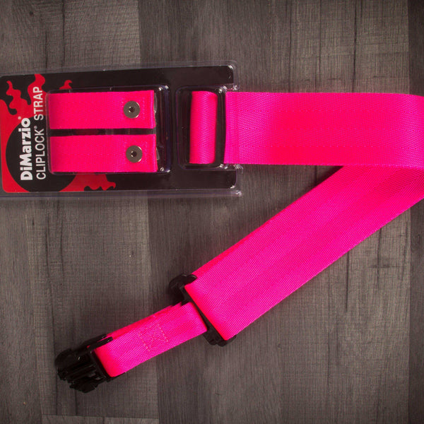 Dimarzio ClipLock® Quick Release Guitar Strap 2" nylon, Neon Pink - MusicStreet