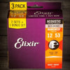 Elixir Strings Elixir Acoustic Nanoweb Guitar Strings 3 Pack: 12-53