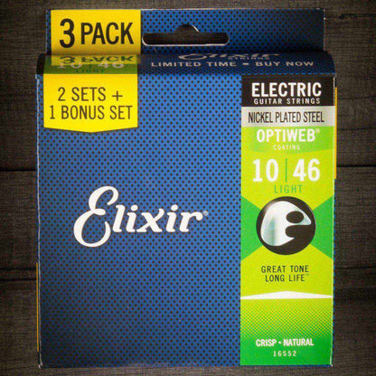 Elixir Electric Optiweb Guitar Strings 3 Pack: 10-46